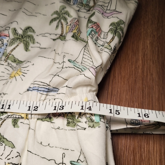 Talbots Ruffle Fit & Flare Dress Scenic Curacao Beach Palm 100% Cotton Women's 6 - Picture 6 of 13